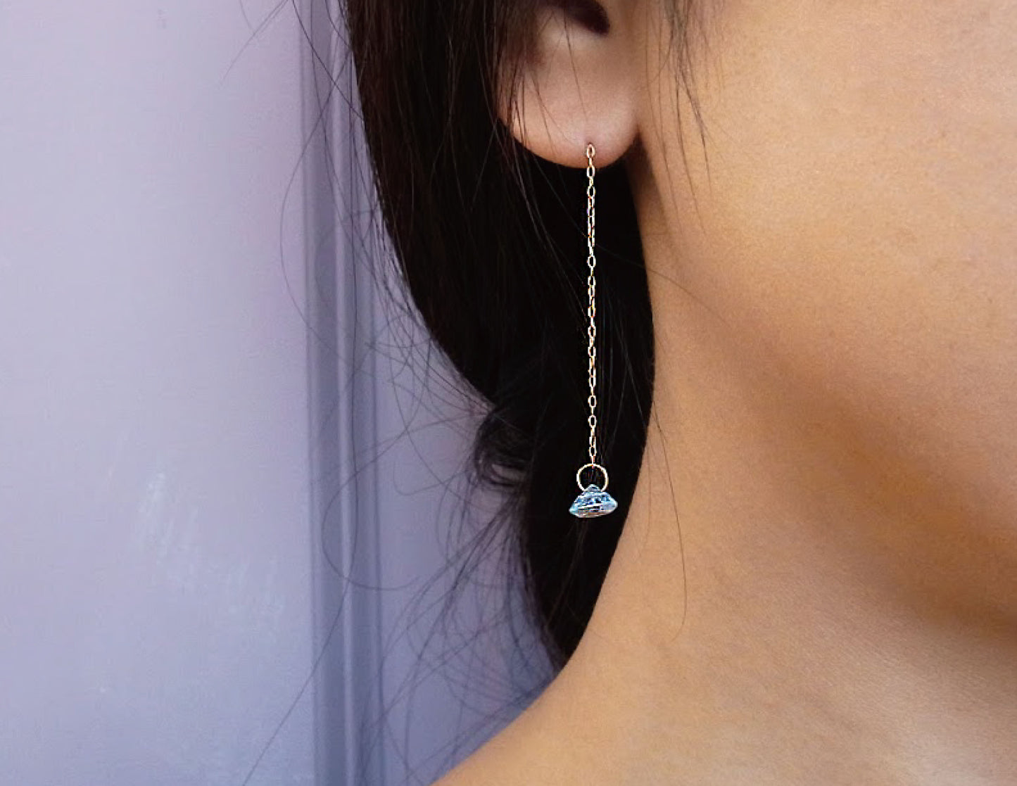 blue topaz chain earring /K18 (両耳）