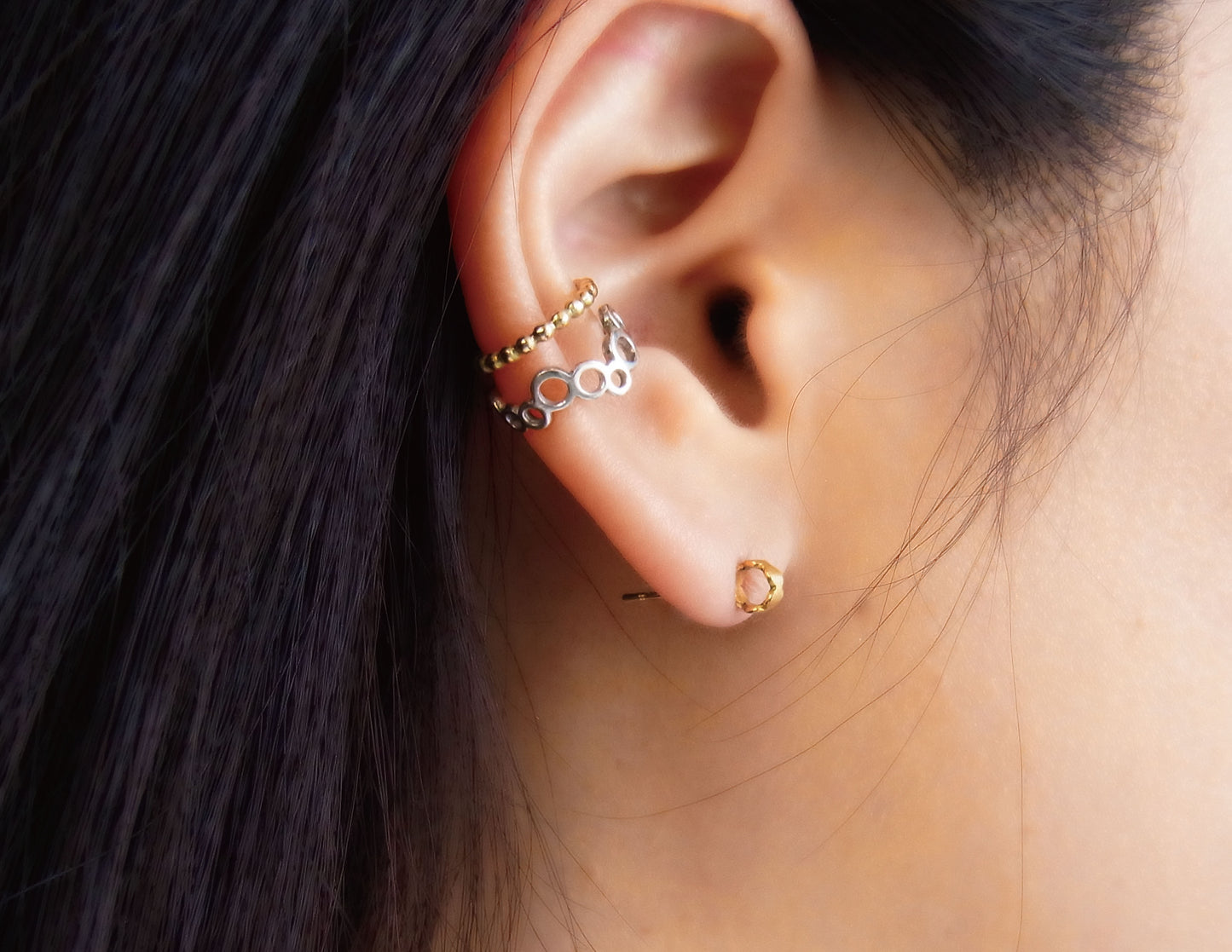 rhythm circle silver earcuff / Silver (片耳)