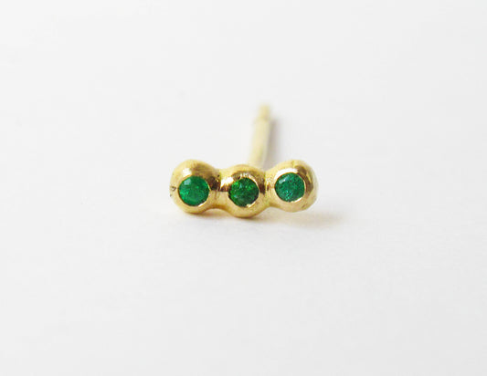 tsubutsubu emerald earring / K18,Emerald (片耳)